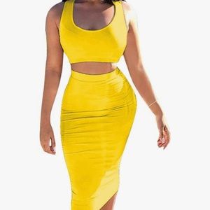New Bodycon Tank Top Midi Skirt 2 Piece Dress